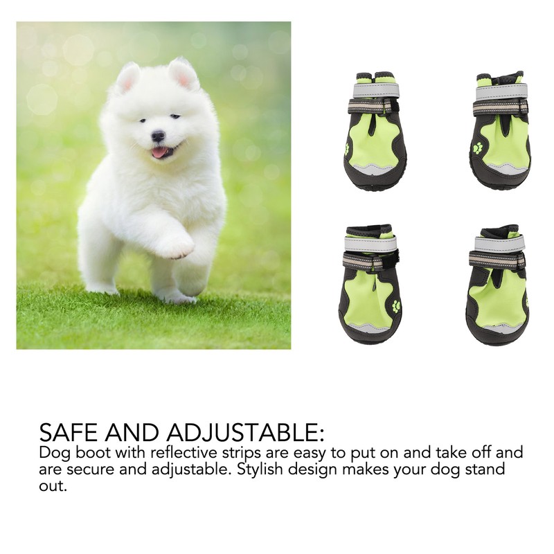 4Pcs Dog Booties Adjustable Slip Resistant Breathable Dog Boot with