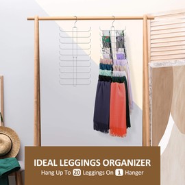 ZEDODIER Scarf Organizer Scarf Hanger for Closet, 2 Pack Rotatable Sturdy Hijab Holder Holds 40 Scarves, Space Saving Closet Organizers and Storage, Silver