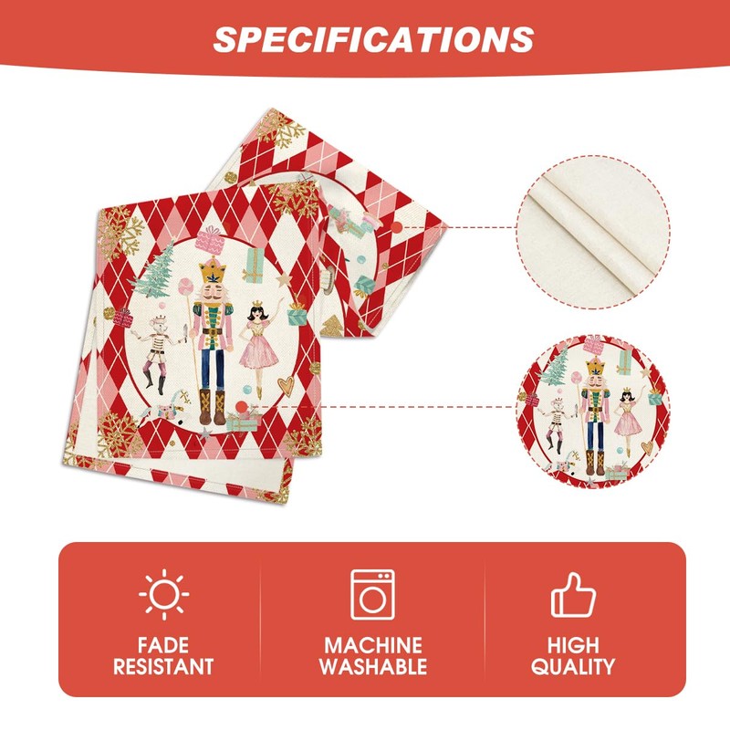 Artoid Mode Red Diamond Plaid Nutcracker Snowflake Christmas Table Runner,