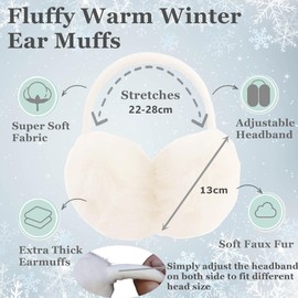 FSMILING Ear Muffs Women Winter Adjustable White Women's Earmuffs Fluffy Ear Muffs For Ladies Adults