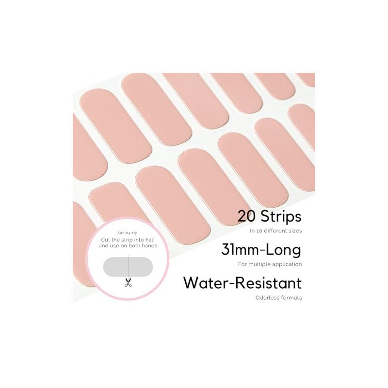 NAILOG Tiras De Gel Semicurado Para Uñas (20 Pegatinas/Envolturas Extra