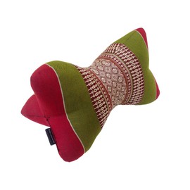 Collumino Traditional Thai Kapok Neck Support Pillow for Yoga Massage or Relaxation (Green, Burgundy)
