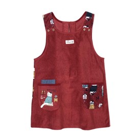 [クスグルジャパン] フリースエプロン フリース釦リボンあきエプロン レッド Ｍ-Ｌ