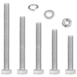 M10 Screw Nut Set, Stainless Steel Hex Screws Assortment with Washers, Metric Threaded Screws, Longer Machine Screws for Car, Bicycle, Furniture (50/60/70/80/100 mm)