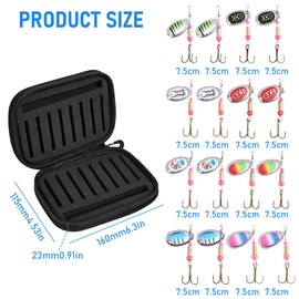 Vicloon 16 Pcs Spinner Bait Set with Storage Box,Sequins Spinner Fishing Lures with Hook,Multi Colored Fishing Spinners Lures for Trout Pike Bass Salmon
