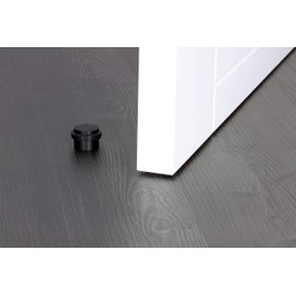 Door Stop, Adhesive Floor Installation, Stainless Steel,European Design, Quality and Decorative (1,10 x 0,78 in, Lacquered Black - Rubber Black)