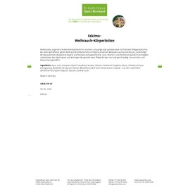 Sanct Bernhard Eskimo Frankincense Body Lotion for Dry, Flaky or Red Skin Highest Care Requirements 250 ml