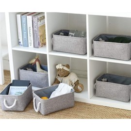 TheWarmHome Storage Bins for Shelves - 11.8x7.9x5.2 inch Grey Small Storage Baskets for Organizing, Fabric Storage Cubes Closet Organizer for Home Nursery Gift Decorative (Gray)
