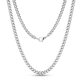Cadoline 316L Stainless Steel Men's Jewellery 3mm Curb Silver Chain 24 Inch Necklace