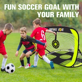 BILIONE Soccer Goal for Kids, 4x3 FT Pop Up Soccer Net with Carry Bag, Portable Toddler Football Goals Training Equipment for Outdoor Backyard Game
