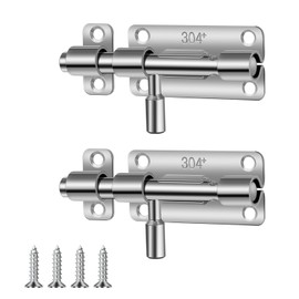 Pack of 2 Stainless Steel Door Latch Small Bolt Lock Sliding Lock Bolt Lock Sliding Bolt Security Door Latch for Bathroom Shed Bedroom (with Screws)