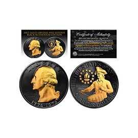 1976 Genuine Black Ruthenium Bicentennial US Quarter with Golden Highlights Capsule & COA