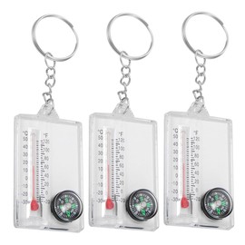 COLLBATH 3pcs Survival Compass Keychain with Thermometer Portable Mini Keychain for Hiking Camping and Outdoor Activities Sturdy Carabiner for Easy Attachment and Accurate Direction
