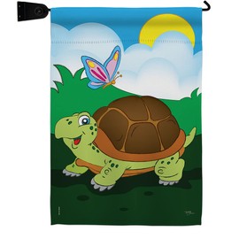 Turtle Garden Flag Set Mailbox Hanger Animals Critter Bee Ladybug Animal Pet Nature Creature Small Decorative Gift Yard House Banner Made In USA 13 X 18.5