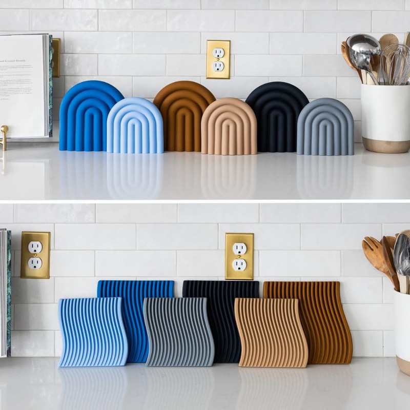 Just Simplicity - Premium Silicone Trivet Set, Freestanding Bendable Design,