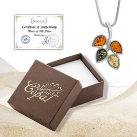 Copal Amber Necklace with Sterling Silver Leaf Pendant Sustainable Production, Sterling Silver, Amber pendant, amber necklace