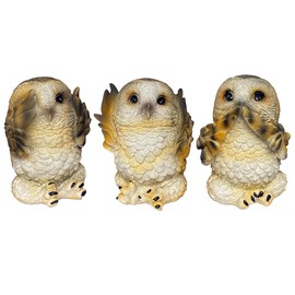 Objectz - Three Little Owls - Hear Nothing See Say - Garden Decoration - Owl - Owl (Bill Owls)
