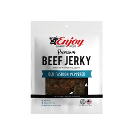 Enjoy Old Fashion Peppered Beef Jerky 3 oz (Pack of 1) | Traditional Style | High Protein | Low Fat | Zero Trans Fat | No Preservatives | No MSG | No Nitrites | USA Made | Resealable Bag