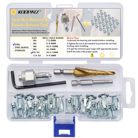10-24 Jack Nut with Installation Tool Kit Threaded Insert Petal Nuts Nutserts Jacknut Srew Anchor Spider Rivnut Blind for Plastic Polywood Pressboard Hardboard