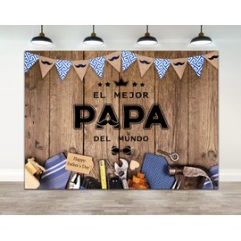 Ticuenicoa 7x5ft Father's Day Photography Backdrop Spanish El Mejor Papá Del Mundo Backdrop I Love Dad Decoration Feliz Día Del Padre Party Decor Father's Day Banner Backdrops for Photography
