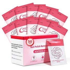 50 Ultra-Fast Acetone Nail Polish Remover Pads - Individually Wrapped, Advanced 2024 Formula for Quick and Effortless Nail Polish Removal