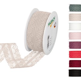 Halbach Seidenbänder Lace Ribbon 15 Metres Lace Ribbon Sold by the Metre on Roll for Wedding Sewing Table Decoration Lace Trim Lace Fabric for DIY Crafts