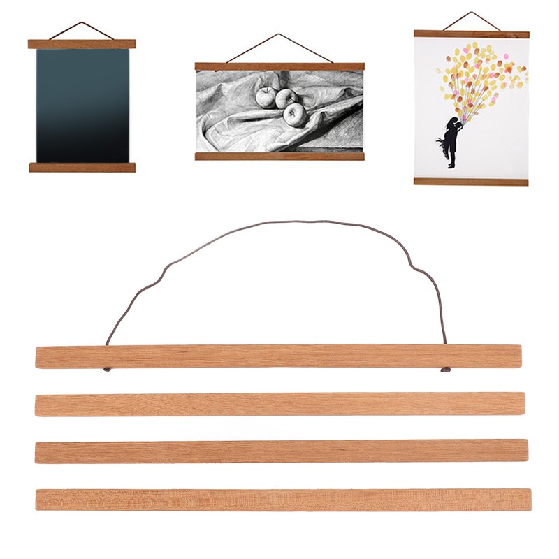 Teak Wood Magnetic Poster Hanger Frame Wooden Magnetic Hanger Frame