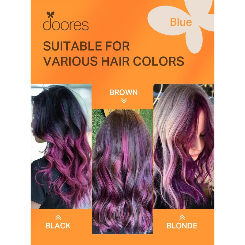 DOORES Tape in Hair Extensions Human Hair, Violet, 14 inches