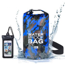flintronic Dry Bag Waterproof Backpack, 5L 10L 20L 30L Waterproof Bag Waterproof Pack Bag with Shoulder Strap, Waterproof Duffel Bag for Kayak/Canoe/Boat/Fishing/Rafting/Swimming/Surfing/Camping, blue