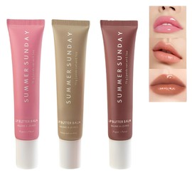 3Pcs Lip Butter Balm，Summer Mask Tinted Moisturizing Natural Lip Gloss Oil For Brightened And Hydration,Long lasting Sheer Tinted Soothing Dry Lip Care