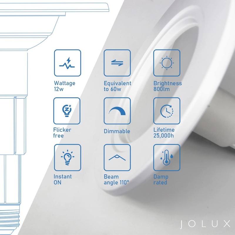 Jolux 5/6" Adjustable Height LED Retrofit Recessed Lighting 4 Pack,Dimmable