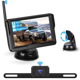 Digital Wireless Backup Camera 5 Inch HD IPS Screen Plug and Play Easy to Install, Digital Stable Signal, IP69 Waterproof, Wide Angle for Trucks, RVs, SUVs