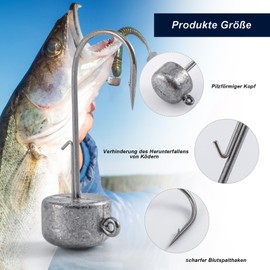 Goture Pack of 50 Fishing Hook Set Jig Heads 2.5 g, Ned Rig Jigs, Sharp Jig Hook Set for Rubber Fish, Jig Head, Rubber Fish Fishing Jig Hooks, Carp Lead Head Fishing Hooks, Offset Hooks, Jig Head