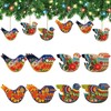 Arrowbash 16 Pcs Christmas Floral Bird Ornament Wooden Flat Ukrainian