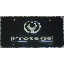 Mazda Logo and Protege Name on Black License Plate