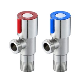 Pack of 2 Tap Angle Valve, Stainless Steel Angle Valve, Angle Valve, Water Connection Angle Valve, Regulating Valve, for Bathroom, Toilet, Sink, Kitchen, (Blue, Red)