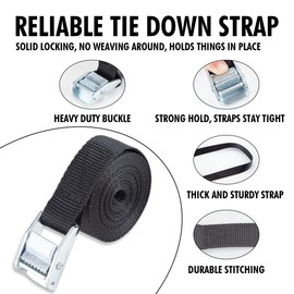 Cartman 1" x 12' Lashing Straps Cargo Tie-Down Strap Up to 600lbs, 16pk in Carry Bag, Black