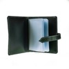 Design Gifts Black Card Holder with White Stitching - Snap or Silver Buckle Closure, Holds 40 Cards