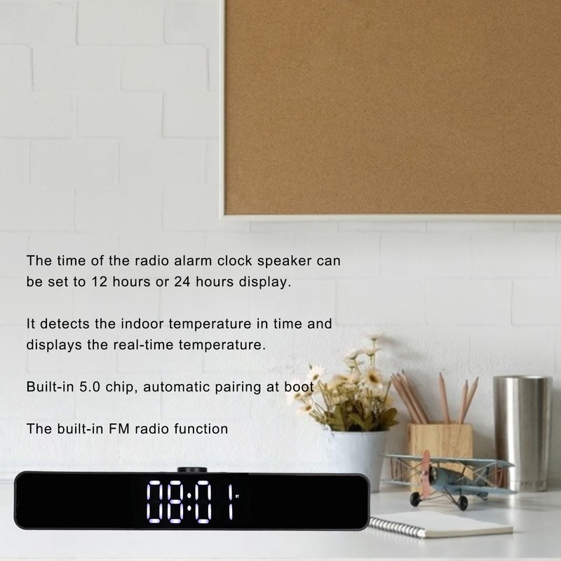 G12 Wireless Bluetooth Clock Speaker with LED Mirror Design Multi