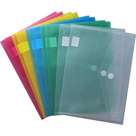 EXXO by HFP 90100 Document Wallets A4 Landscape with Velcro Fastening Transparent Assorted Colours Polypropylene Pack of 10 Transparent Assorted Colours 335 mm x 240 mm