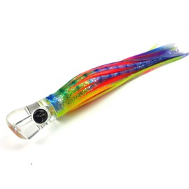 Lobo Lures Skipjack #30 Hybrid UV Ballyhoo or Regular Tuna Mahi Marlin Trolling Lure (Clear-Faint Blue Bars Yellow Vein/Rainbow)