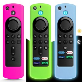 (3Pack) Hilangsan Protective Remote Cover,Streaming Stick TV 4K Cover,Remote Cover for TV Stick (3rd Gen) [2021 Release],Light Weight Shockproof Remote Case(Glow Green & Blue,Rose Red Not Glow)