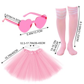 Tutu Costume for Adult, Women’s Tutu Skirts 5 Layered with Heart Sunglasses Tube Socks for Party Cosplay (Pink)