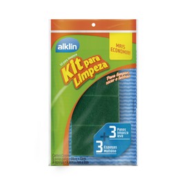 BRAZILIAN CORNER 6 Pieces Cleaning Set, 3 Multi-use Dish Cloths & 3 Dual-Sided Sponges for Cleaning Kitchen, Dishes & Bathroom | Absorbent Non-Scratch Sponge (Blue)