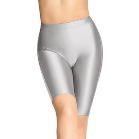 SOFSOT Women's Shiny Yoga Pilates Shorts Outdoor Quick Dry Pants Ultra High Rise Biker Leggings, Silver, X-Large