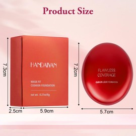 LOPHE Cushion Foundation, Red Shell Natural Full Coverage Cushion Foundation, 24 Hours Long-Lasting Makeup, Waterproof, Moisturizing, Clear Concealer, Suitable for All Skin Types(02#SHELL BEIGE)