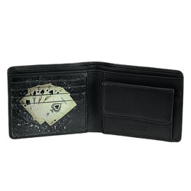 Visconti Poker 40 Genuine Leather Bifold Wallet with Playing Cards Design (Black)