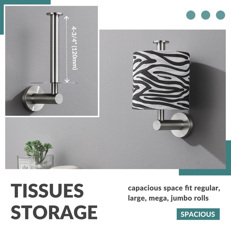 Vertical Toilet Paper Holder, Aomasi SUS304 Stainless Steel Toilet Tissue