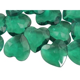 Allstarco 27mm Green CH18 Heart Acrylic Pirate Treasure Gems Plastic Jewels For Party & Games, Table Scatter, Vase Fillers, Wedding Decor Gemstones Favors - 20 Pieces