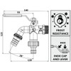 3/4" Inch BSP Double Outlet Garden Outdoor Tap Ball Valve